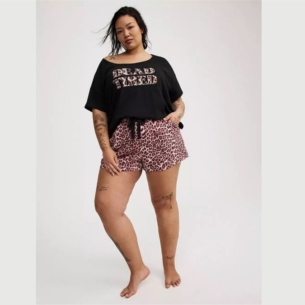 Torrid - Lightweight Cotton Jersey Sleep Short in Fifties Leopard Ash Rose​​​